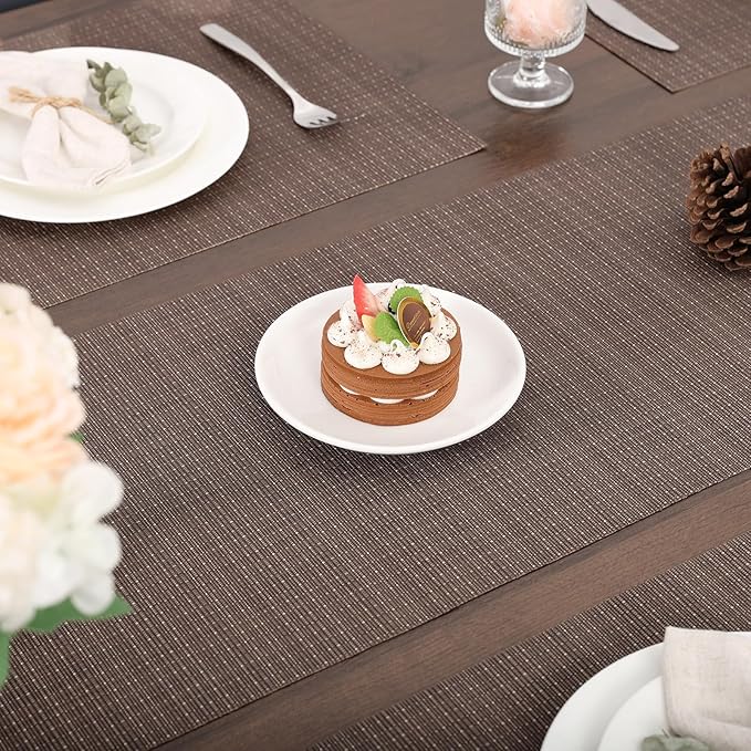 Myir JUN Table Runner, Vinyl Table Runner Indoor Arbitrarily Cropped Runner for Table Heatproof for Home Party (Coffee, 12 x 94 inch)