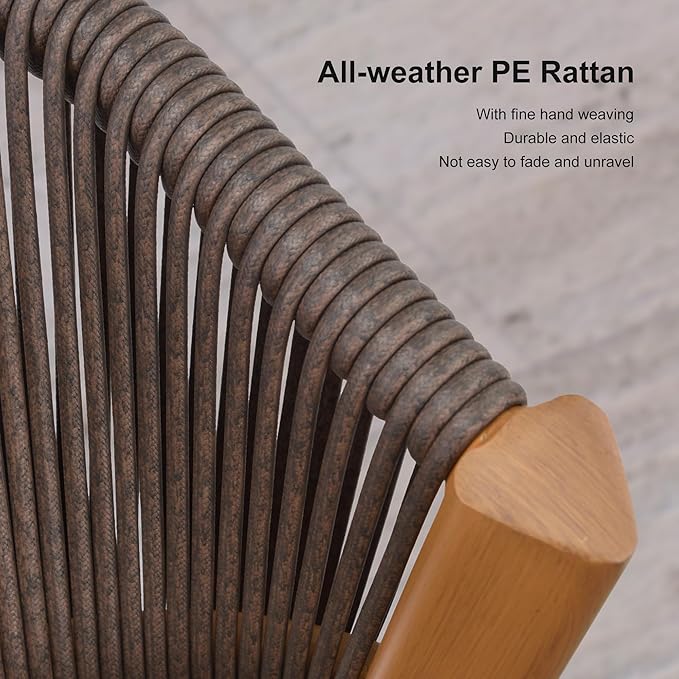 PURPLE LEAF 5 Pieces Outdoor Round Dining Set Patio Table and Chairs for 4 Aluminum Rattan Wicker Patio Dining Set for Lawn Garden Porch Brown