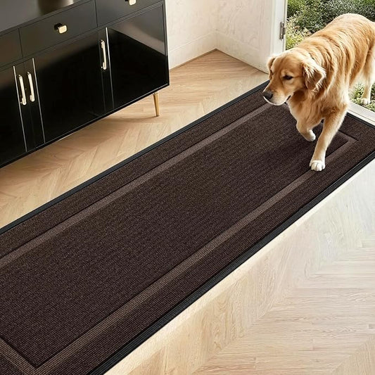 Extra Large Front Door Mat Outside Entrance Indoor Doormat, 71" x 24" Outdoor Mats for Patio Waterproof, Outdoor Door Mats for Outside Entry, Indoor Rugs for Entryway, Sturdy Natural Rubber, Brown