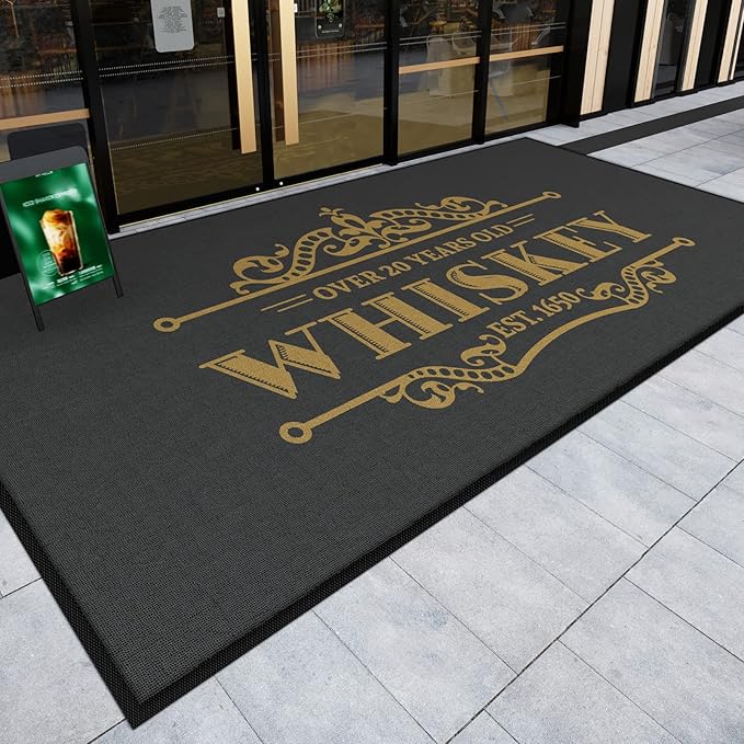 ALLEVI Custom Commercial Grade Area Rugs and Mats Non-Slip Rubber Backing Carpets Entryway Personalized Logo Text Business Runner Welcome Indoor Outdoor Washable Floor Doormat Home Kitchen Garden 2x3