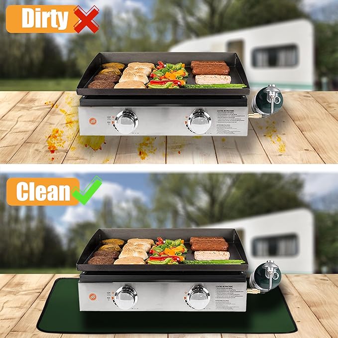 Green 24x31 Inchs Heat Resistant Mat for Outdoor Grill Table,Fireproof Under Blackstone Griddle BBQ Mat,Air Fryer Mat,Indoor Fireplace Mat, Protect Your Table and Outdoor Grill Table（0.04in Thickness）