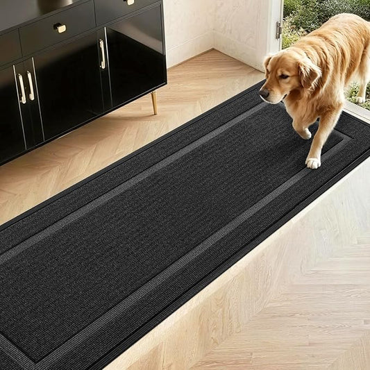 Extra Large Front Door Mat Outside Entrance Indoor Doormat, 71" x 24" Outdoor Mats for Patio Waterproof, Outdoor Door Mats for Outside Entry, Indoor Rugs for Entryway, Sturdy Natural Rubber, Black