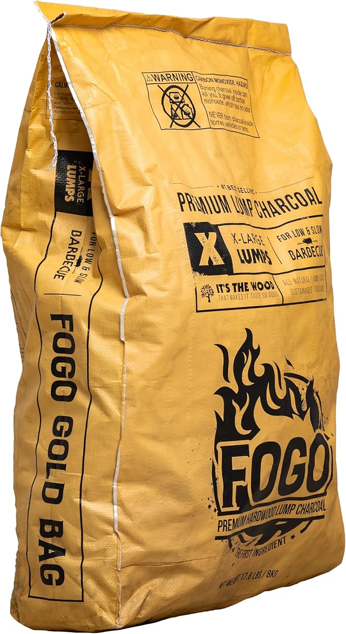FOGO Super Premium Oak Restaurant Quality All-Natural Large Sized Hardwood Lump Charcoal for Grilling and Smoking, 17.6 Pound Bag