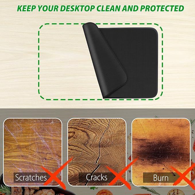 Under Grill Mat for Outdoor Grill, 24 x 31 Inchs Heat Resistant Grill Mat for Countertop, Fire Pit Mat, Double-Sided Fireproof Grill Pad, Oil-Proof Waterproof BBQ Protector for Table (1.2mm)