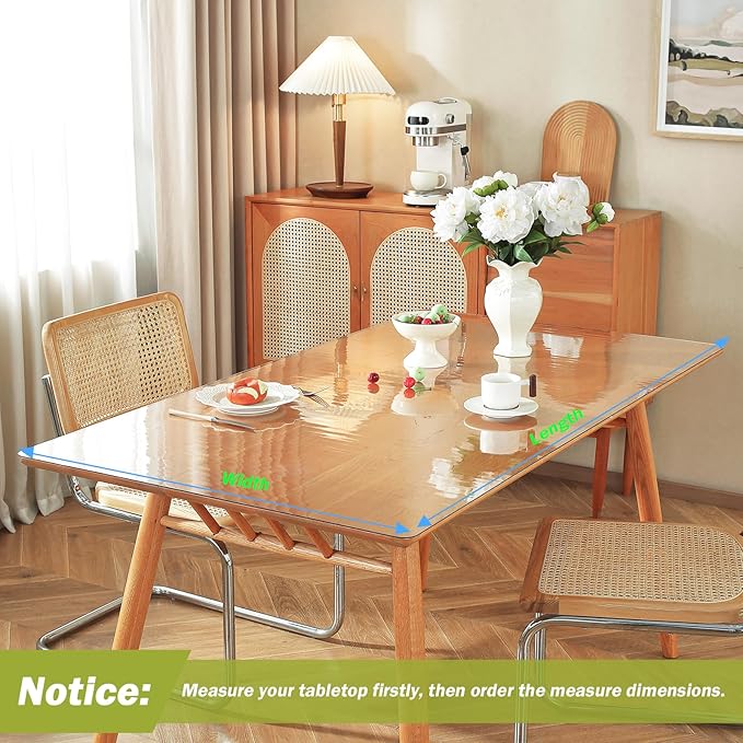 Clear Table Protector 20 x 30 Inch, 1.5mm Thick Plastic Table Cover, Waterproof PVC Clear Table Cover Protector, Desk Protector Mat, Writing Desk Pad for Desktop, Coffee & Dining Room Table