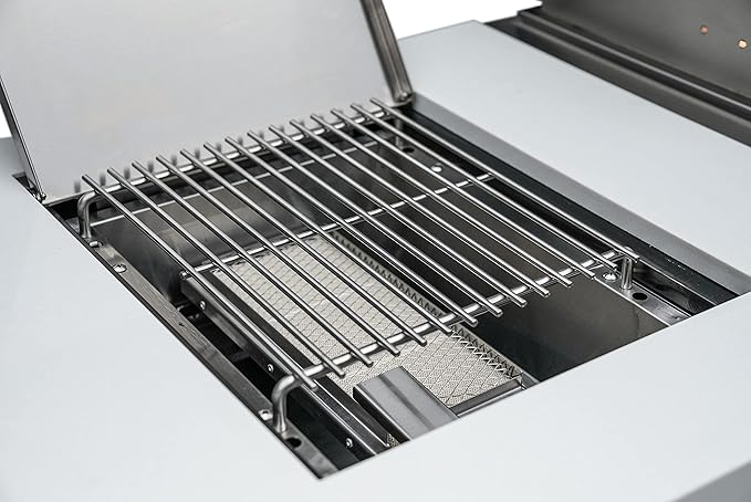 Mont Alpi MAi400-D90FC 32-Inch 4-Burner 78000 BTU 90 Degree Corner Stainless Steel Gas Outdoor Kitchen Barbecue Island Grill + Infrared Side Burner + Wine Cooler Beverage Center Compact Refrigerator