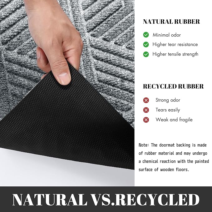 Yimobra Extra Large Door Mat 60x32, All-Season Waterproof Outdoor Mats for Front Door Entrance with Drainage Holes, Heavy Duty Non-Slip Doormat for Garage Patio Entryway Indoor, Black Gray