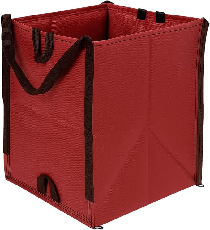 DURASACK Heavy Duty Home and Yard Bags 48-Gallon Reusable Self-Standing Lawn and Leaf Bags Garbage Can with Reinforced Handles, Red, 3 Pack
