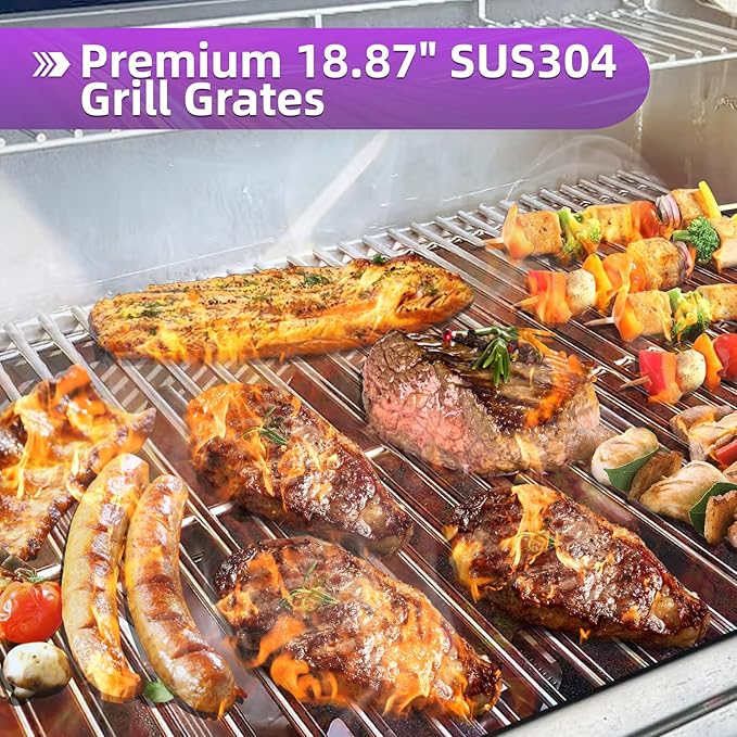 9MM 18 7/8" Stainless Steel Genesis 2 Grill Grates for Weber Genesis ii E-310 E-315 E-325 E-330 E-340 S-335 S-340 GS4 Grills Replacement Parts for Weber 66095 Genesis ii 300 LX 300 Series
