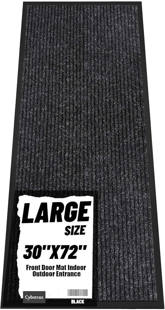 Front Door Mat Indoor Outdoor Entrance, 30" x 72" All-Season Heavy Duty Waterproof Doormat, Non-Slip Absorbent Entryway Mat, Easy to Clean, Low Profile Commercial Floor Mat for Indoor Outdoor