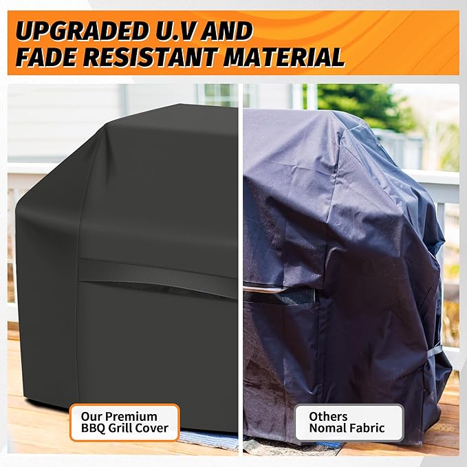 iCOVER Grill Cover 70 Inch, BBQ Grill Cover for Outdoor Grill, 600D Heavy-Duty Waterproof BBQ Cover, Large Barbecue Gas Grill Covers for Weber, Charbroil, Brinkmann, Nexgrill and More, Black