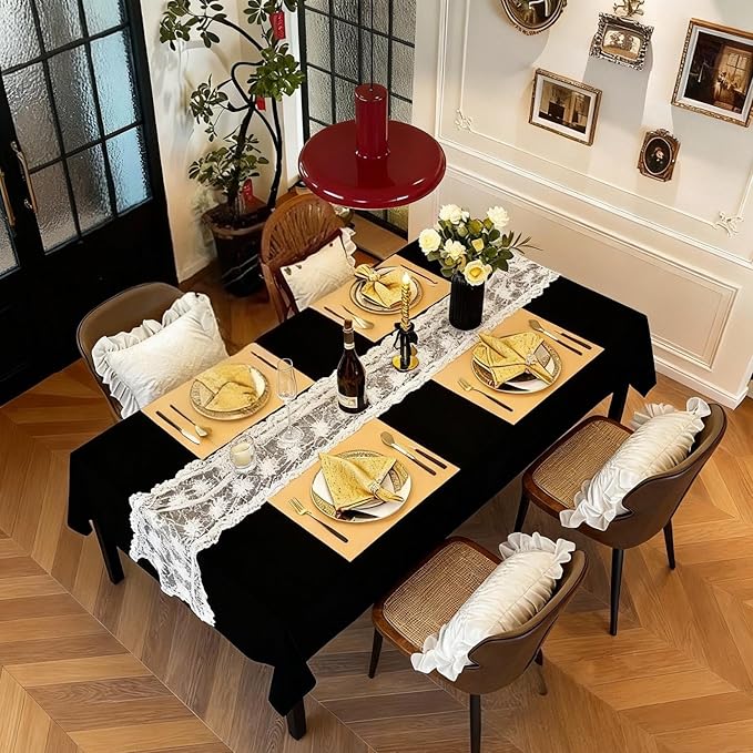 Faux Leather Placemats Set of 6, Heat Resistant Anti-Slip PU Place Mats for Dining Table, Waterproof Washable Wipeable Reversible Table Mats, Gold
