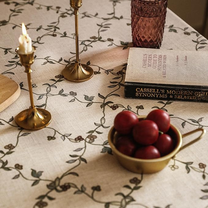 patdrea Designer Vintage French Square Tablecloth,Fall Country Breathable Floral Table Cloth,Italian Dacorative Cover for Kitchen Dining,Tea Party,Christmas,Thanksgiving,67"x67"-Oliveirad