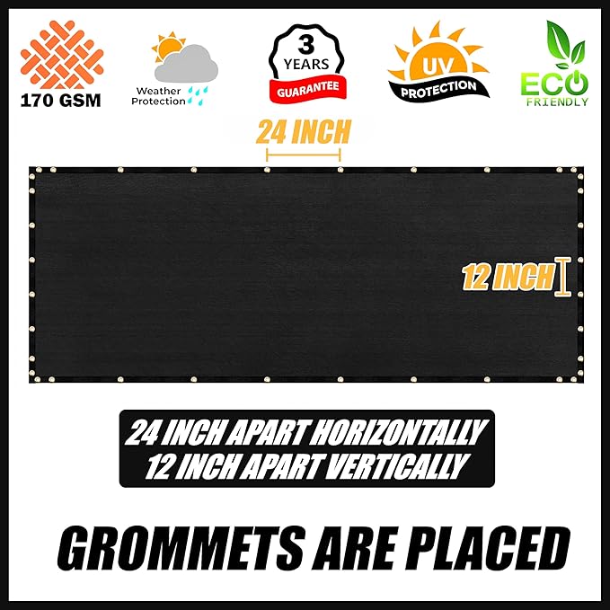 Royal Shade Custom Size 4' x 145' Black Fence Privacy Screen Windscreen Cover Netting Mesh Fabric Cloth - Cable Zip Ties Included (We Make Custom Size)