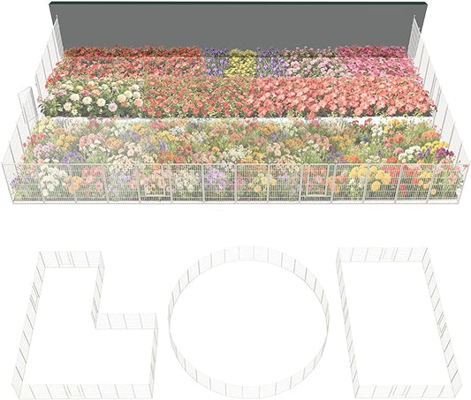 FXW Garden Fence Outdoor for The Yard – 45in(H) x 72.9ft(L) Heavy Duty Metal Animal Barrier for Dog and Rabbit, Decorative Dog Fence, 32 Panels, White