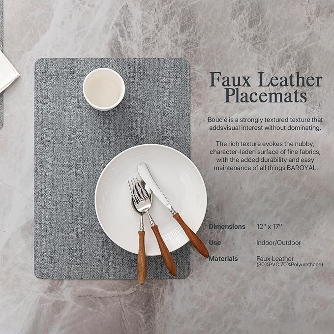 Faux Leather Placemats Set of 6 Vinyl Washable Wipeable Table Mats for Kitchen Dining Table Heat Resistant Waterproof Modern Indoor/Outdoor Placemats Non-Slip Easy Clean Place Mats (Stargaze)