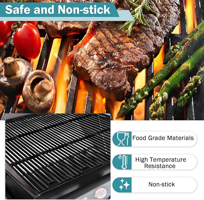 Criditpid Grill Replacement Parts for Char Griller 5050, 5650, 3001, 3030, 5072, 4000, King Griller 5252 Gas Grill, Cast Iron Grill Grates and Heat Plates Tent for Char-Griller Replacement Parts