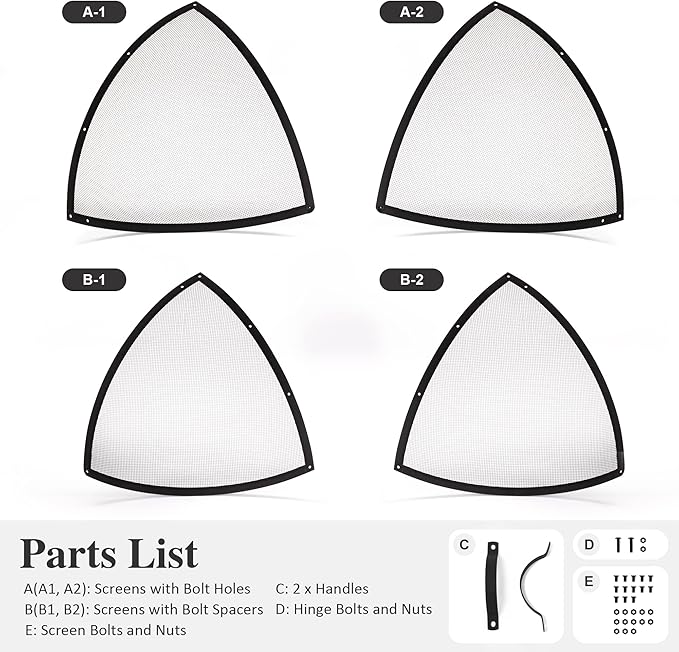 SUNCREAT Outdoor Fire Pit Spark Screen Cover Accessory, Patio Round Easy-Opening Fire Mesh Screen Guard, Heavy Duty Steel Fire Pit Ember Lid with Hinge, 40 Inch