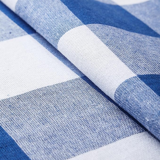 Encasa XO Cotton Dining Table Runner | Buffalo Blue Checks | Size 13x104 in - Machine Washable & Durable