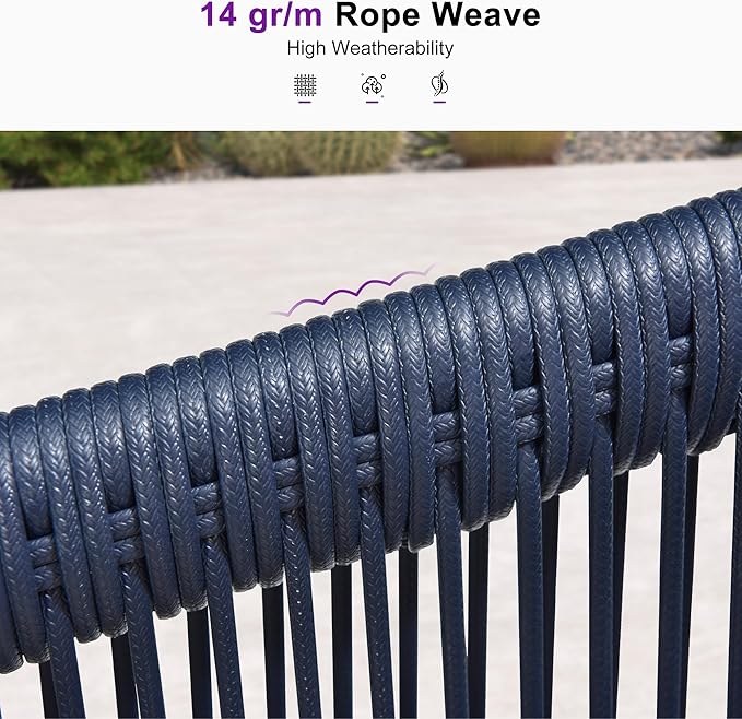 PURPLE LEAF Patio Dining Set for 10 All-Weather Wicker 11 Piece Aluminium Outdoor Table and Chairs Set Included Cushions for Backyard Indoor Decor Kitchen Modern Outdoor Furniture Set Grey and Navy