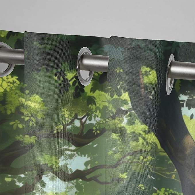 Nature Theme Outdoor Curtains for Patio Waterproof,Forest Pattern,Weatherproof Outside Curtain for Cabana, Porch, Pergola and Gazebo,Set of 2 Panels,W42 x L84,Green