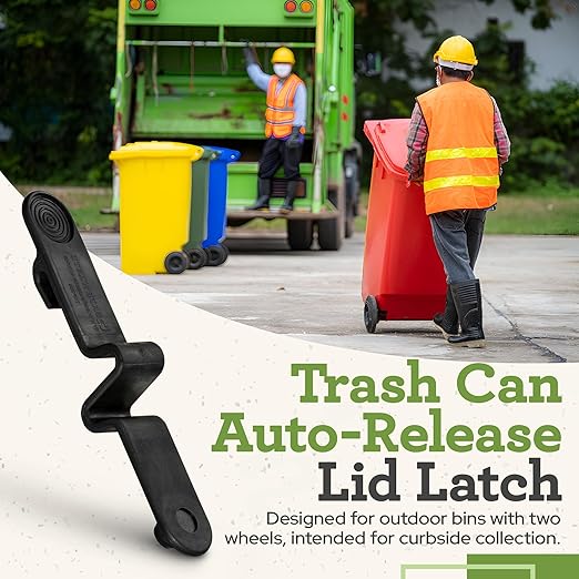 Push Clip Trash Can Locks, Easy to Install, Durable Trash Can Lock for Cart Lid Security, 28-96 Gallon Garbage Can Lock for Outdoor, Auto Release Mechanism, Wind-Resistant - 1PC Strap