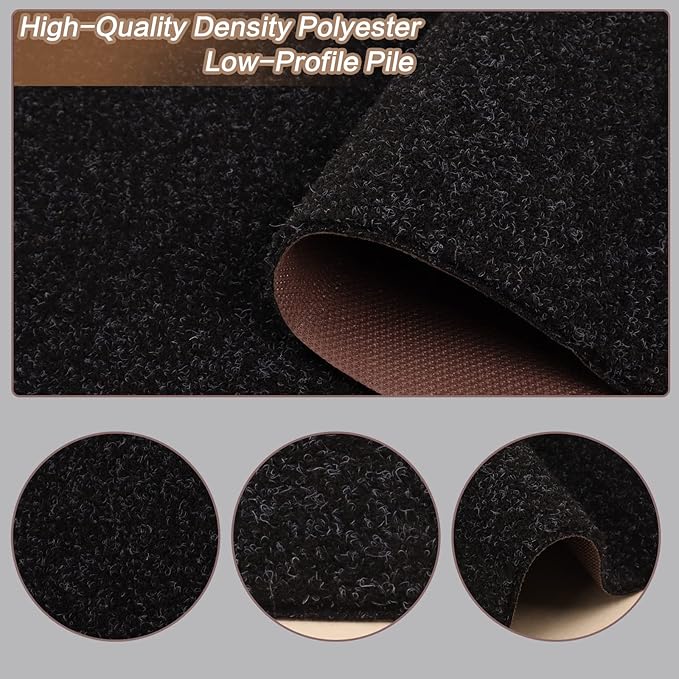 4' x 32' Runner Rugs with Rubber Backing, Indoor Outdoor Utility Carpet Runner Rugs, Black, Can Be Used as Aisle for The RV and Boat, Laundry Room and Balcony