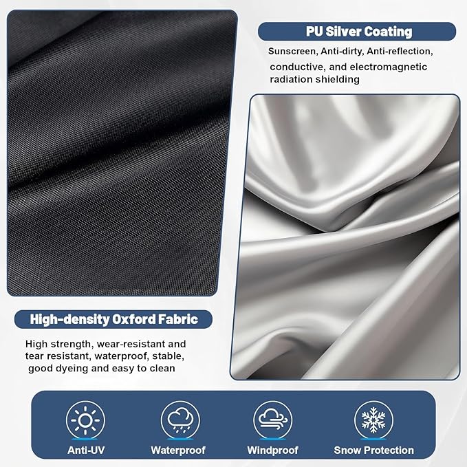 Outdoor Furniture Cover - 100% Waterproof, High Density Oxford, PU Silver Coating, UV Resistant, All-Weather Resistant Patio Table Cover for Round Patio Furniture Set - 98×28 Inch