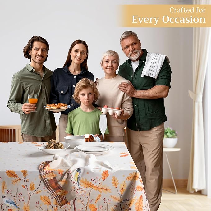 Maison d' Hermine Table Cloth Rectangle Table 100% Cotton 60 x 108 Inches Fall Tablecloth Reusable Everyday Use for Thanksgiving Christmas Decorations Dining Farmhouse Party (Oak Leaves)
