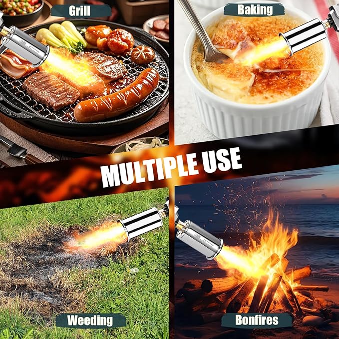 Flame Thrower Gun - Propane Cooking Torch Grill Lighter - Adjustable Flamethrower - Powerful Torch for BBQ, Campfire, Charcoal Wood, Weed (Tank Not Included)