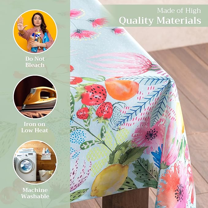 Maison d' Hermine Table Cloth Rectangle Table 100% Cotton 54 x 72 Inches Tablecloth Reusable Decorative for Dining Room, Farmhouse, Home, Party, Festive & Wedding Spring Summer - Jardin D'Ete - Mint