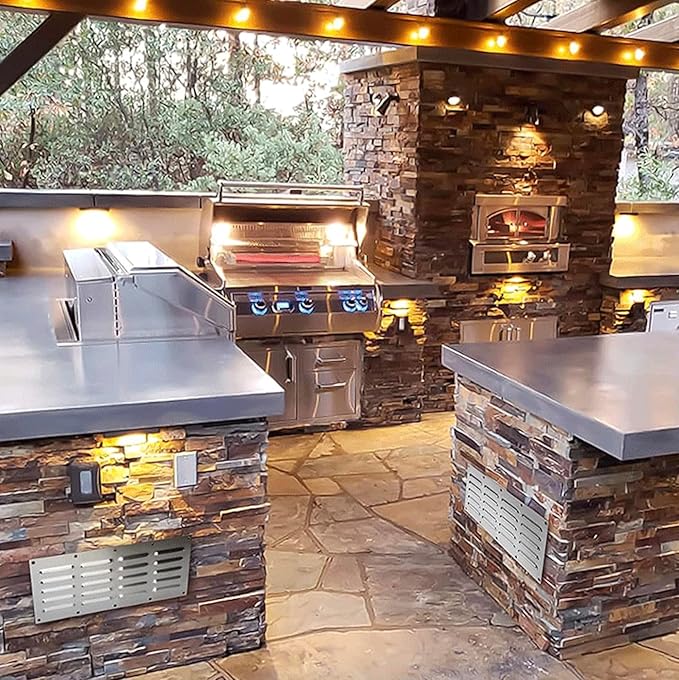 1 Pack Stainless Steel Venting Panel for Grill Accessory, 15" by 6-1/2" Stainless Steel Venting Panel for Masonry Fire Pits Fireplaces, Metal Vent Cover for Outdoor Kitchens