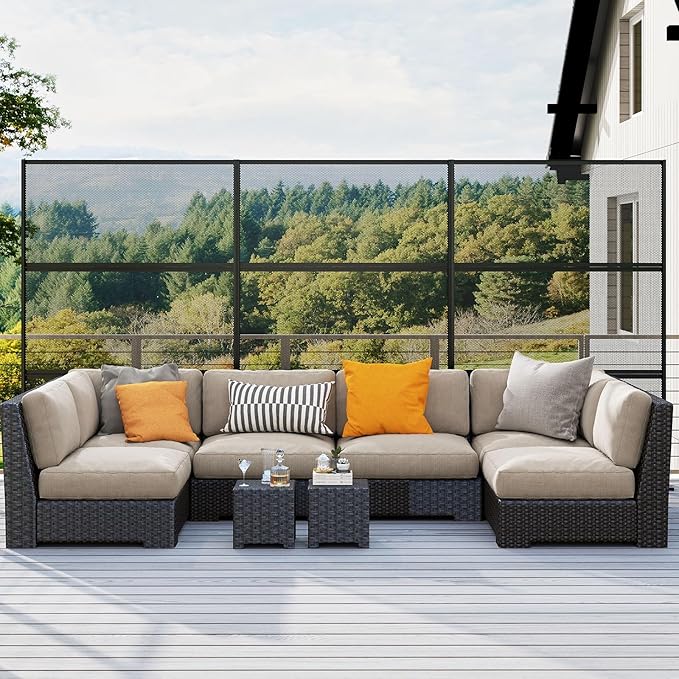 Giantex Metal Privacy Screen 72''H x 48''W, Powder-Coated Decorative Outdoor Fence Panel, Wall Divider for Room Separation, Freestanding Patio Divider with H-Shaped Base for Yard (Mesh Pattern)