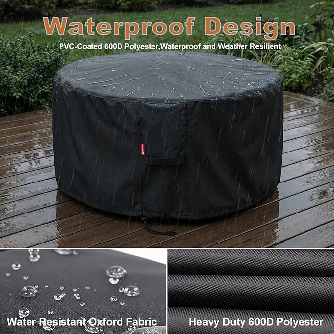 SheeChung Fire Pit Cover 36"x34" for Ikuby Fire Pit Sphere,Waterproof Heavy Duty 600D Round Fire Pit Cover for Outdoor Large Globe/Ball Firepit,Fits Propane Gas Fire Pit