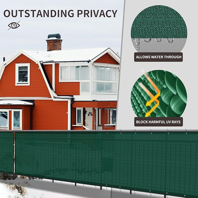 LOVE STORY Custom Size 3'x20' Dark Green Balcony Privacy Screen,UV Block Privacy Fence Screen,90% Shield for Outdoor Pool Garden Apartment Railing