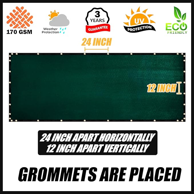 Royal Shade Custom Size 4' x 15' Green Fence Privacy Screen Windscreen Cover Netting Mesh Fabric Cloth - Cable Zip Ties Included (We Make Custom Size)