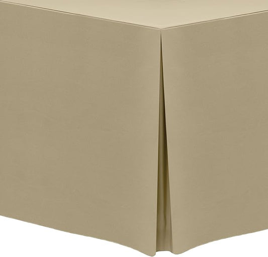 Ultimate Textile -3 Pack- 5 ft. Fitted Polyester Tablecloth - Fits 30 x 60-Inch Banquet and Folding Rectangular Tables - 42" H, Camel Light Brown