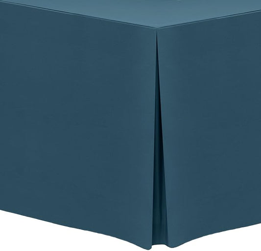 Ultimate Textile -5 Pack- 5 ft. Fitted Polyester Tablecloth - Fits 30 x 60-Inch Banquet and Folding Rectangular Tables - 42" H, Wedgewood Blue