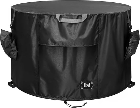 Fire Pit Cover,Heavy-Duty Waterproof Tear-Resistant FirePit Covers Round with Sandbag,Weather and Fade Resistant Fire Pit Cover Round Fits for 33-36 Inch Fire Pit/Table,Black 36" D x 24" H