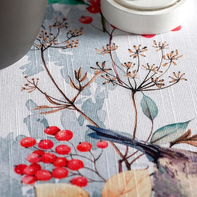 Maison d' Hermine Table Cloth Round Table 100% Cotton 69 Inches Fall Tablecloth Reusable Everyday Use for Thanksgiving Christmas Decorations Dining Farmhouse Party (Morzine)