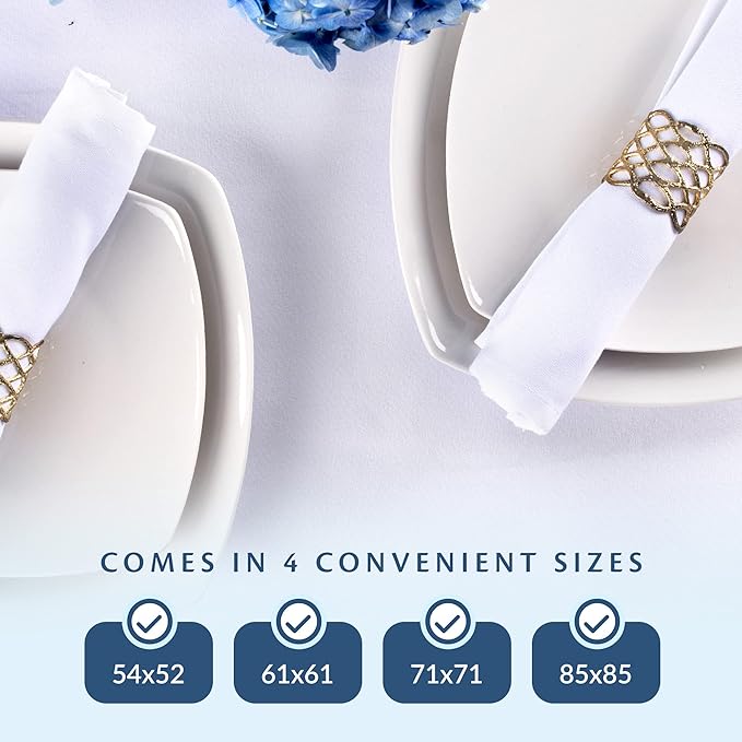 White Restaurant Quality Square 85" X 85" Tablecloths Bulk 6 Pack