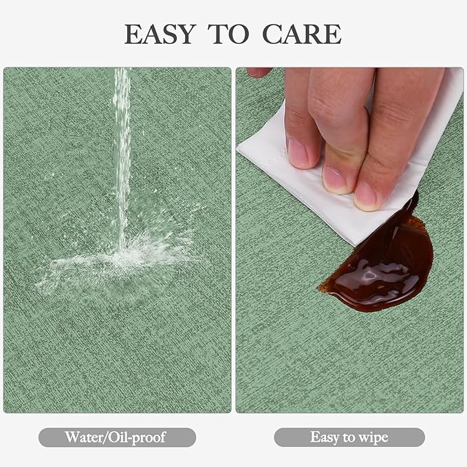 Faux Leather Heat Resistant Christmas Placemats Set of 6 – Waterproof Oilproof Wipeable Dining PU Vinyl Place Mat Easy Clean Table Mats for Kitchen/Dining/Party/Holiday, Dark Green