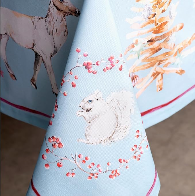 Maison d' Hermine Table Cloth Rectangle Table 100% Cotton 54 x 72 Inches Fall Tablecloth Reusable Everyday Use for Thanksgiving Christmas Decorations Dining Farmhouse Party (Fairy Tale Forest)