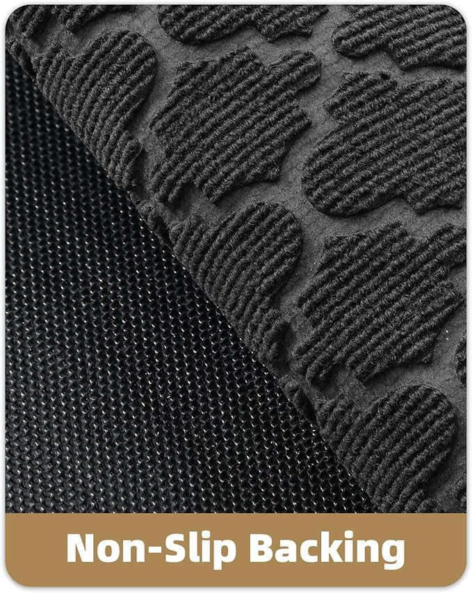 Color&Geometry Front Door Mat Outside Entrance, Heavy Duty Non Slip Low Profile Doormat for Entryway, Trap Dirt and Moisture Welcome Mats All-Weather, Easy Clean, Patio, Garage, 17"x30" Grey