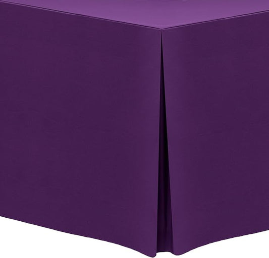 Ultimate Textile -5 Pack- 5 ft. Fitted Polyester Tablecloth - Fits 30 x 60-Inch Banquet and Folding Rectangular Tables - 42" H, Plum