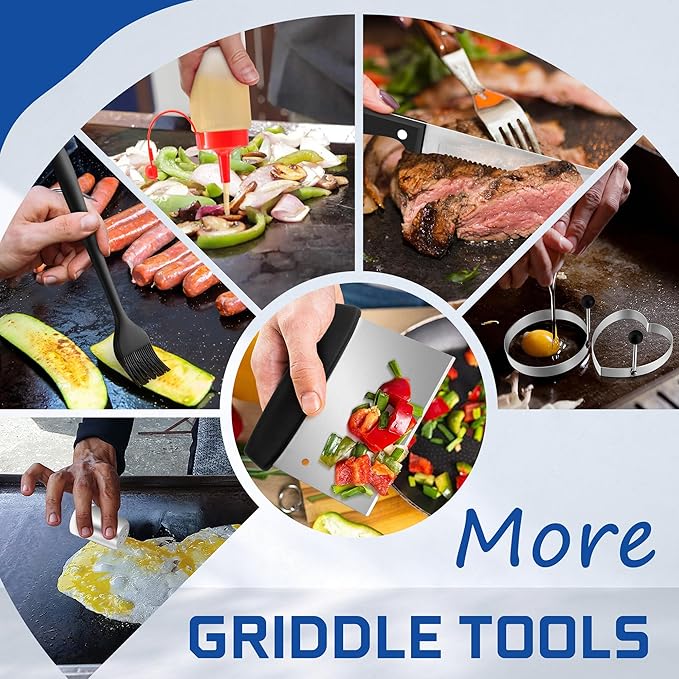 26 PCS Griddle Accessories Kit, HaSteeL Stainless Steel Flat Top Grilling Tools Set with Enlarged Spatulas, Scraper Chopper, Melting Dome for Outdoor Teppanyaki Barbecue