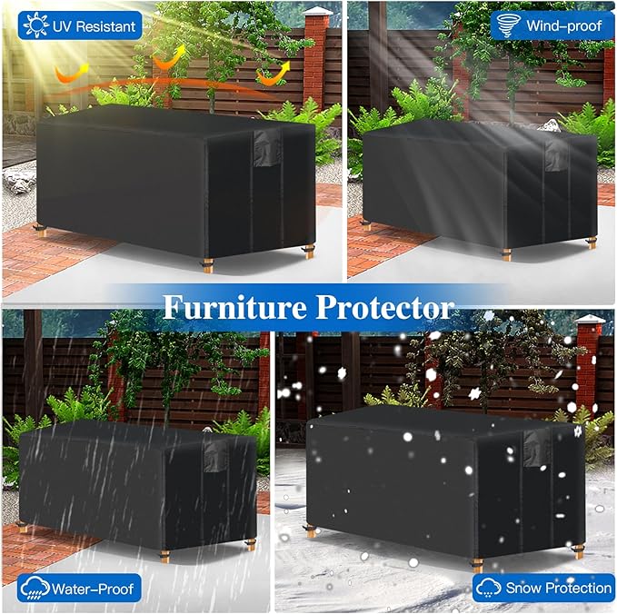 Fire Pit Cover Rectangular- Waterproof Firepit Cover (48L x 28W x 24H inches, Black) Outdoor Fireplace Cover Weatherproof and Non Fading