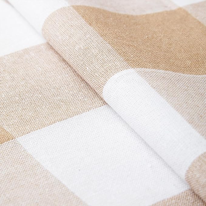 Encasa XO Cotton Dining Table Runner | Buffalo Beige Checks | Size 13x91 in - Machine Washable & Durable