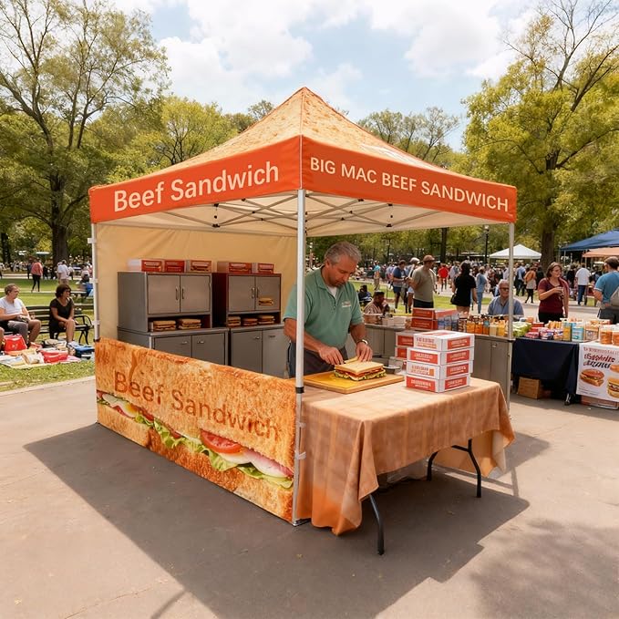 10x15FT Custom Pop Up Canopy Tent with Logo Personalized Trade Show & Event Heavy Duty Aluminum Folding for Outdoor Markets, Business Branding Advertising (Top Canopy+1 Full Wall+2 Half Walls)