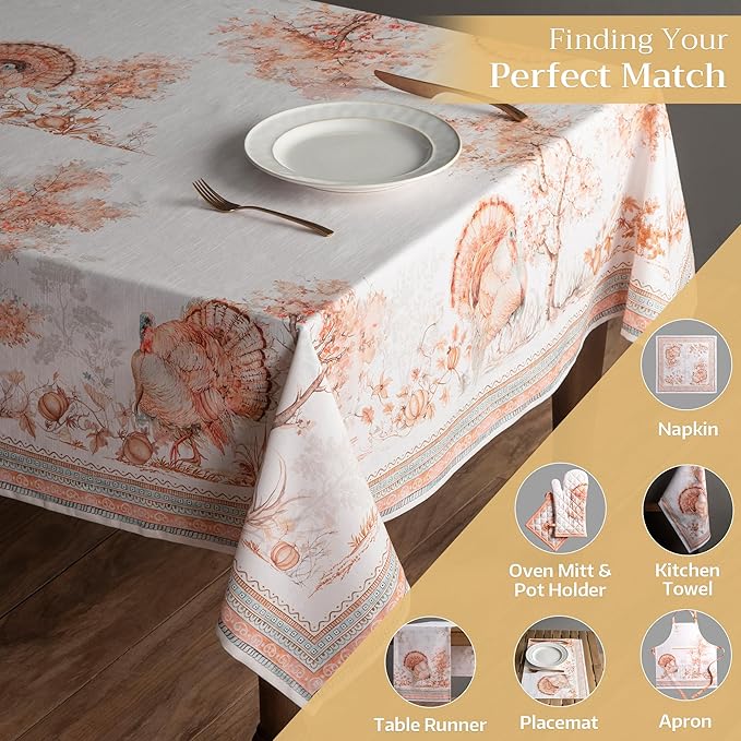 Maison d' Hermine Table Cloth Square Table 100% Cotton 60 x 60 Inches Fall Tablecloth Reusable Everyday Use for Thanksgiving Christmas Decorations Dining Farmhouse Party (Giving Thanks)